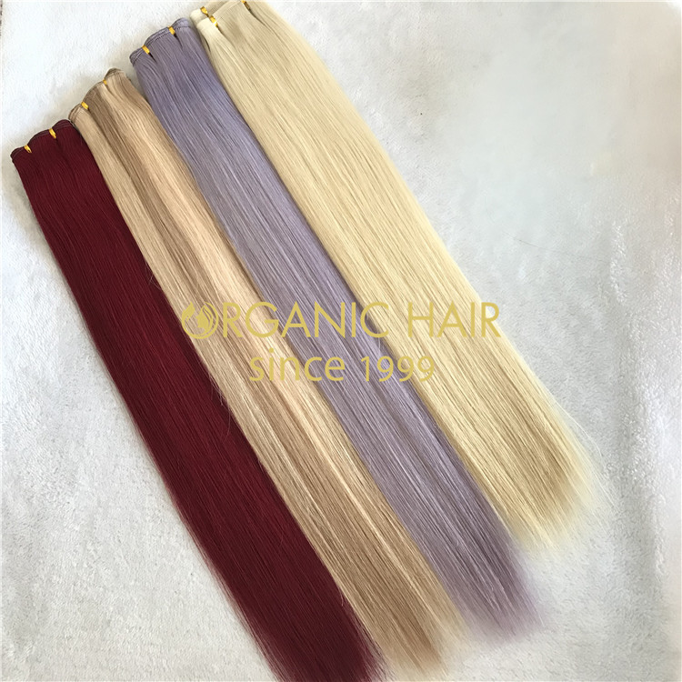 Full cuticle hair extensions，lavender  hand tied hair H133